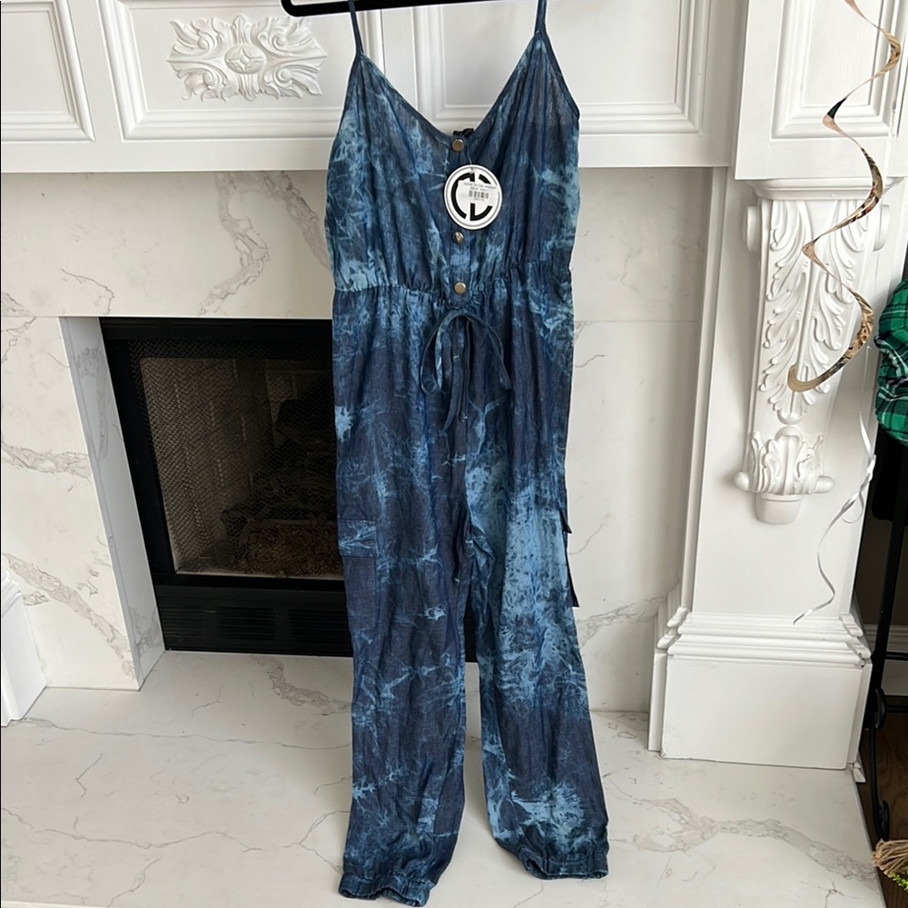 NWT. Denim style , Blue Tie-Dye Jumpsuit